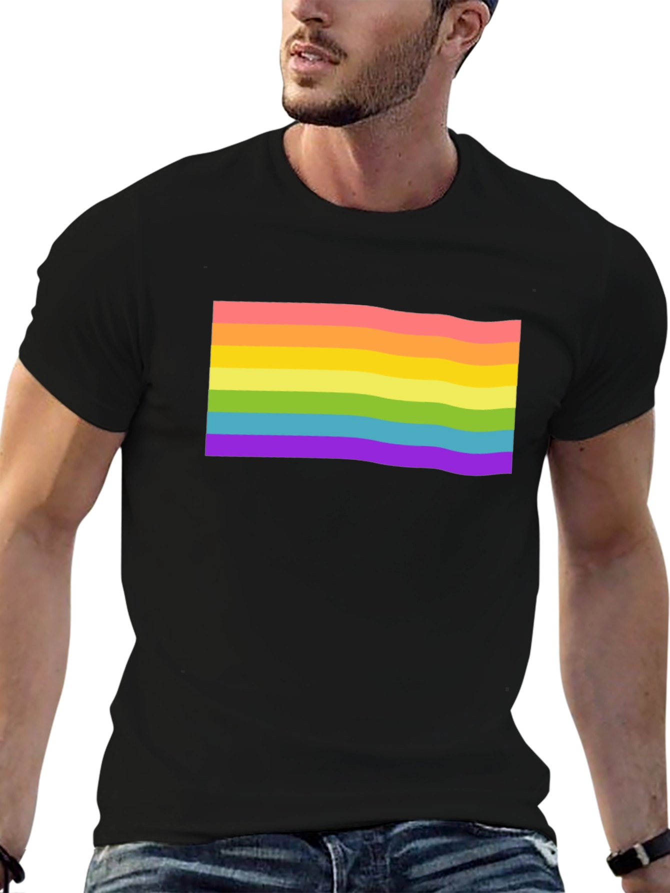 Rainbow Pride Flag Graphic T-Shirt - Black