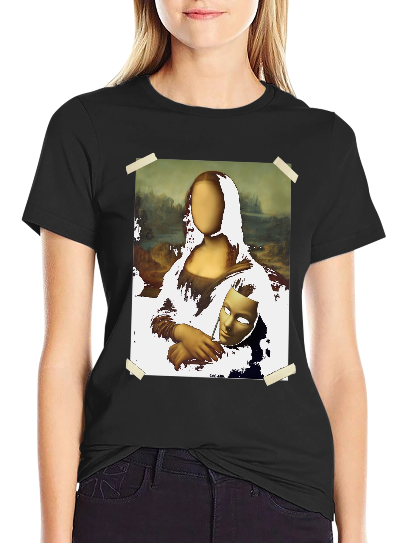 Mona Lisa T-Shirt - Surreal Mask Design