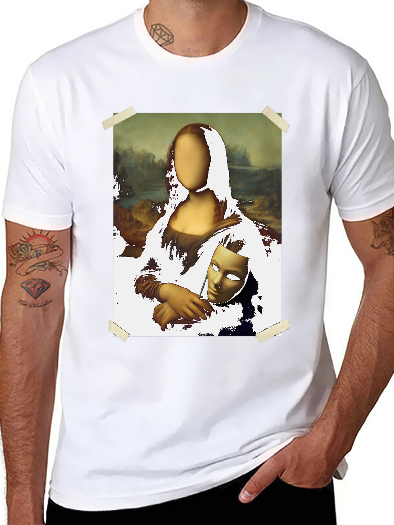 Mona Lisa T-Shirt - Surreal Mask Design