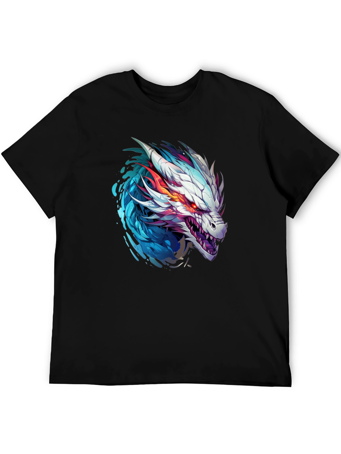 Dragon Head Graphic Print Black T-Shirt
