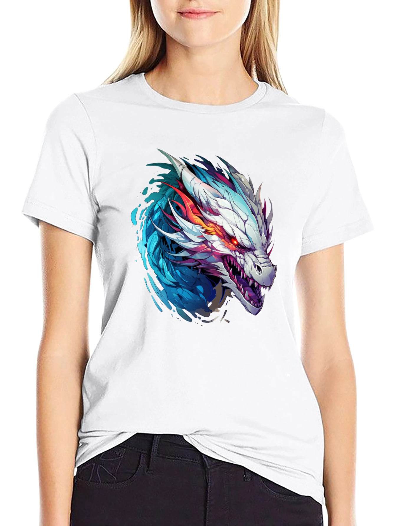 Dragon Head Graphic Print Black T-Shirt