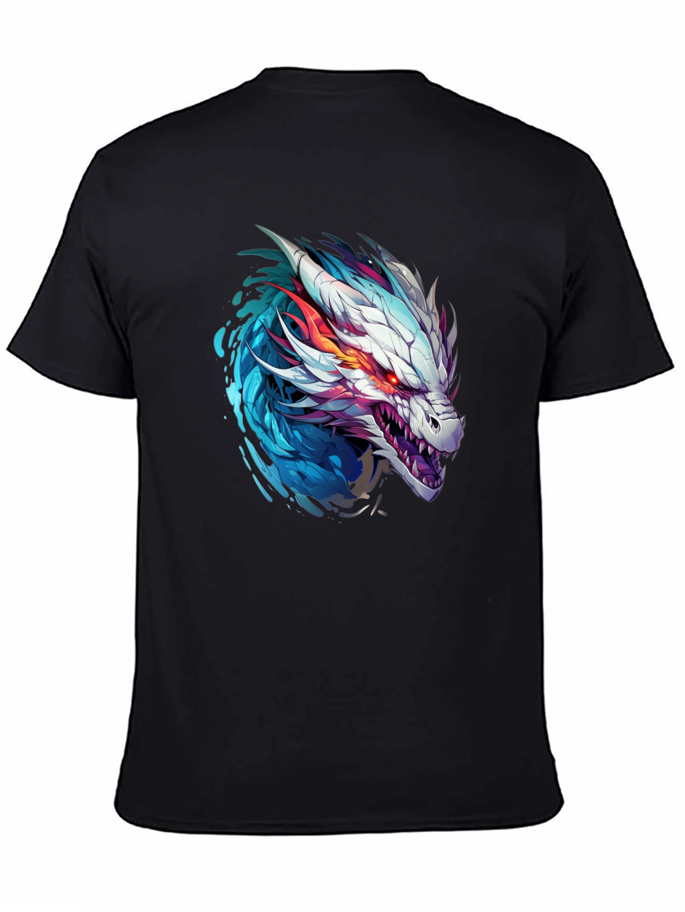 Dragon Head Graphic Print Black T-Shirt