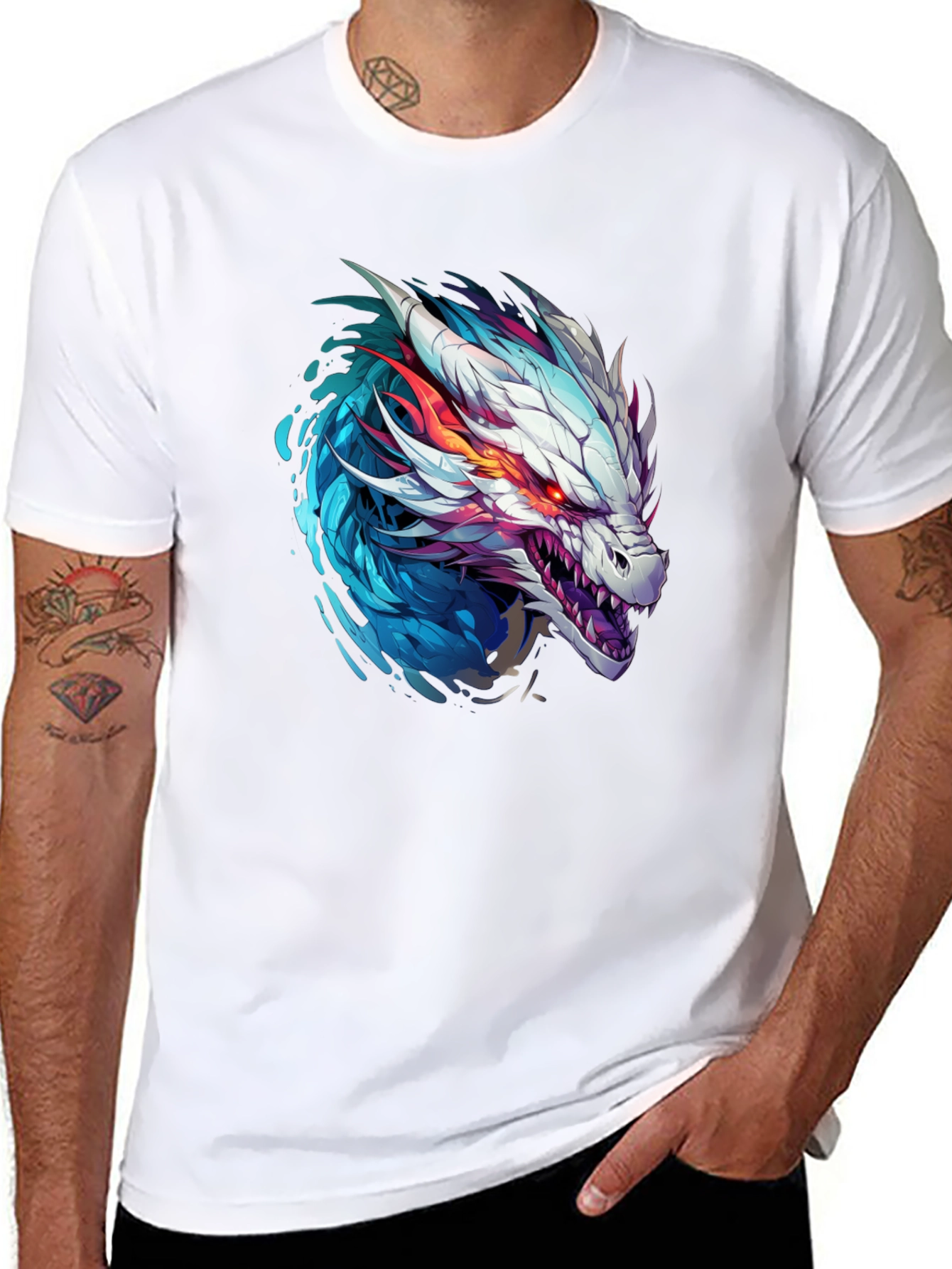 Dragon Head Graphic Print Black T-Shirt