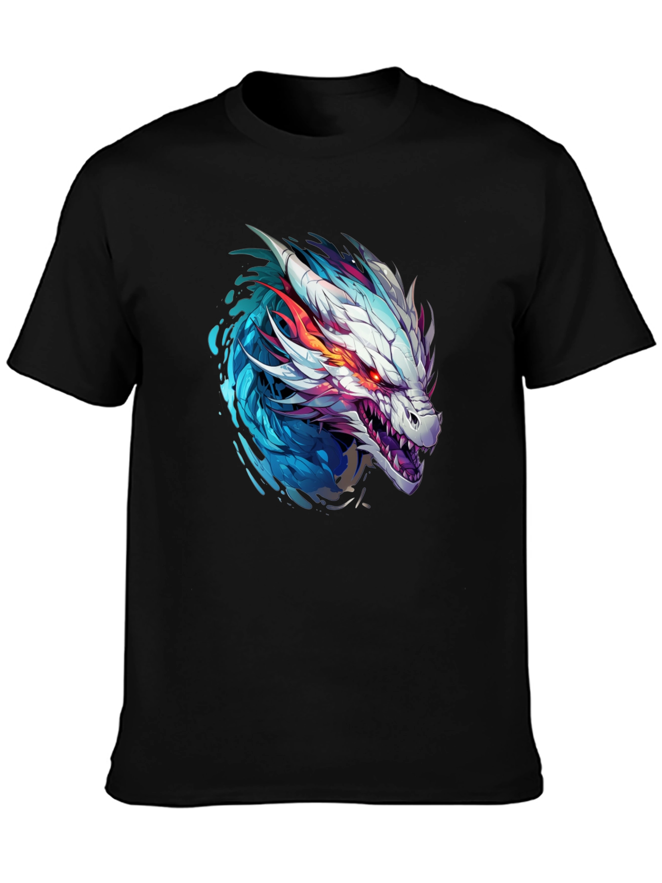 Dragon Head Graphic Print Black T-Shirt
