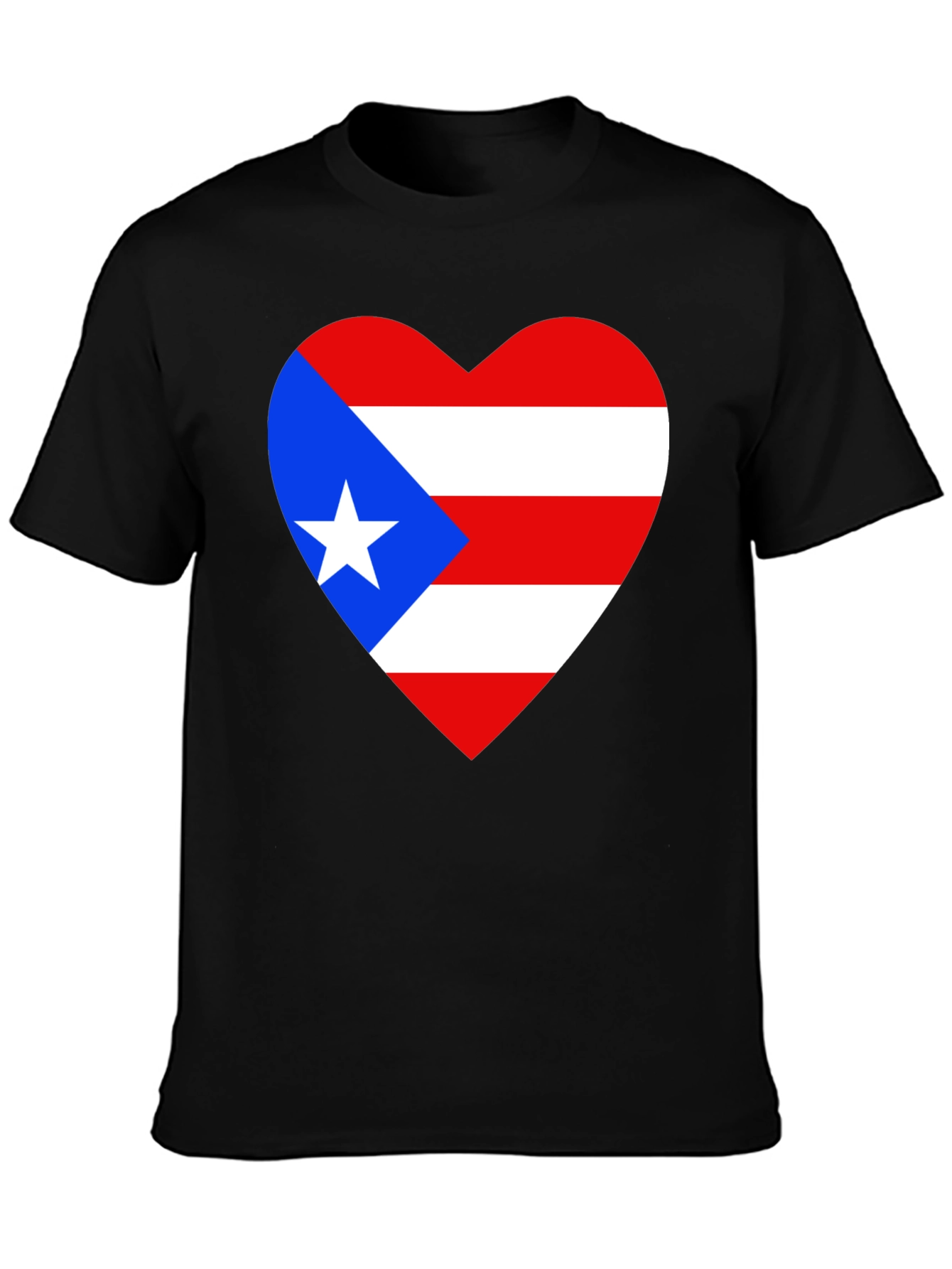 Puerto Rico Heart Flag Graphic T-Shirt - Black