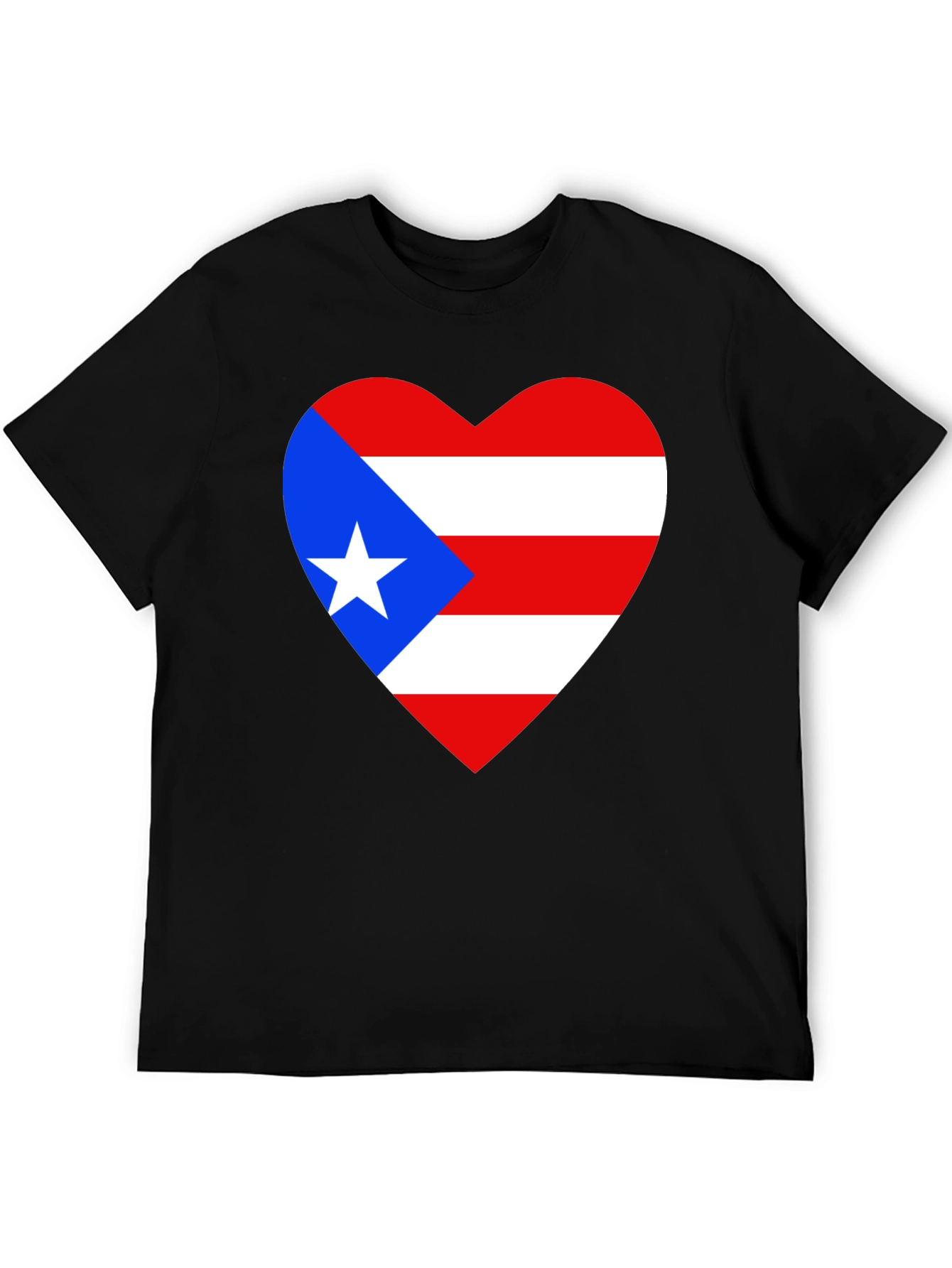 Puerto Rico Heart Flag Graphic T-Shirt - Black