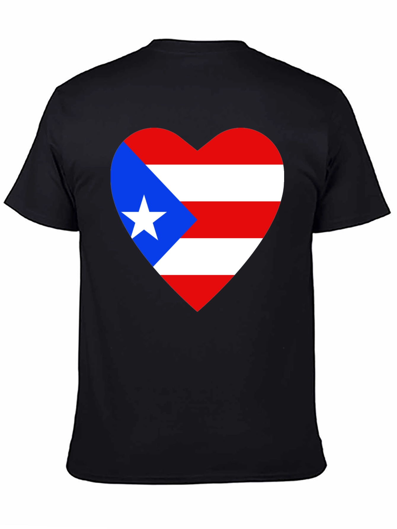 Puerto Rico Heart Flag Graphic T-Shirt - Black