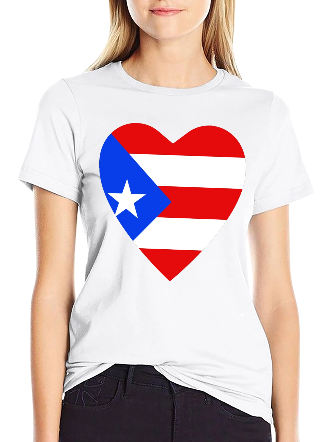 Puerto Rico Heart Flag Graphic T-Shirt - Black