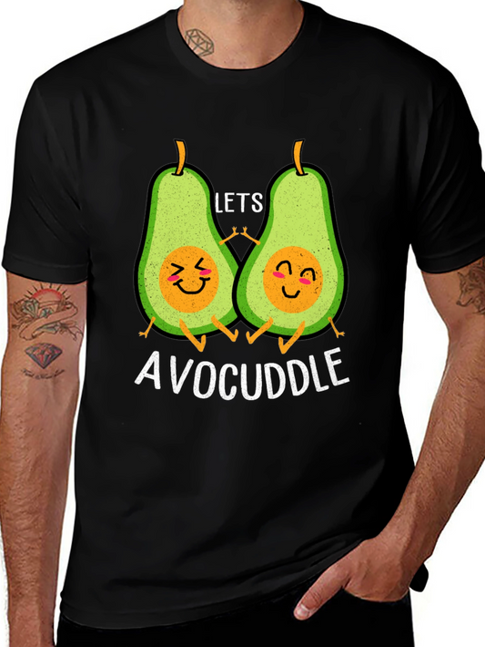 Avocuddle Black T-Shirt: Cute Avocado Cartoon Graphic Tee