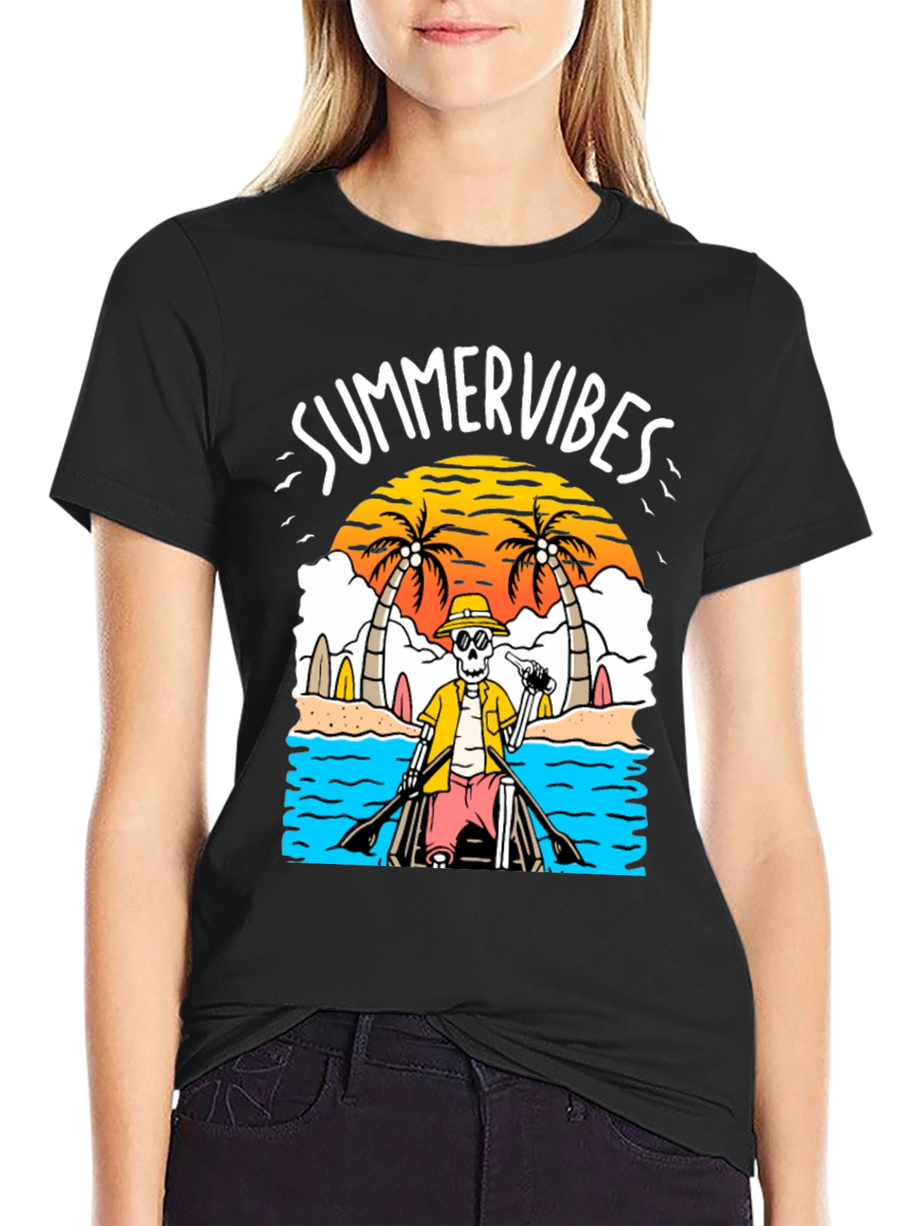 Summer Vibes Skeleton Graphic Tee