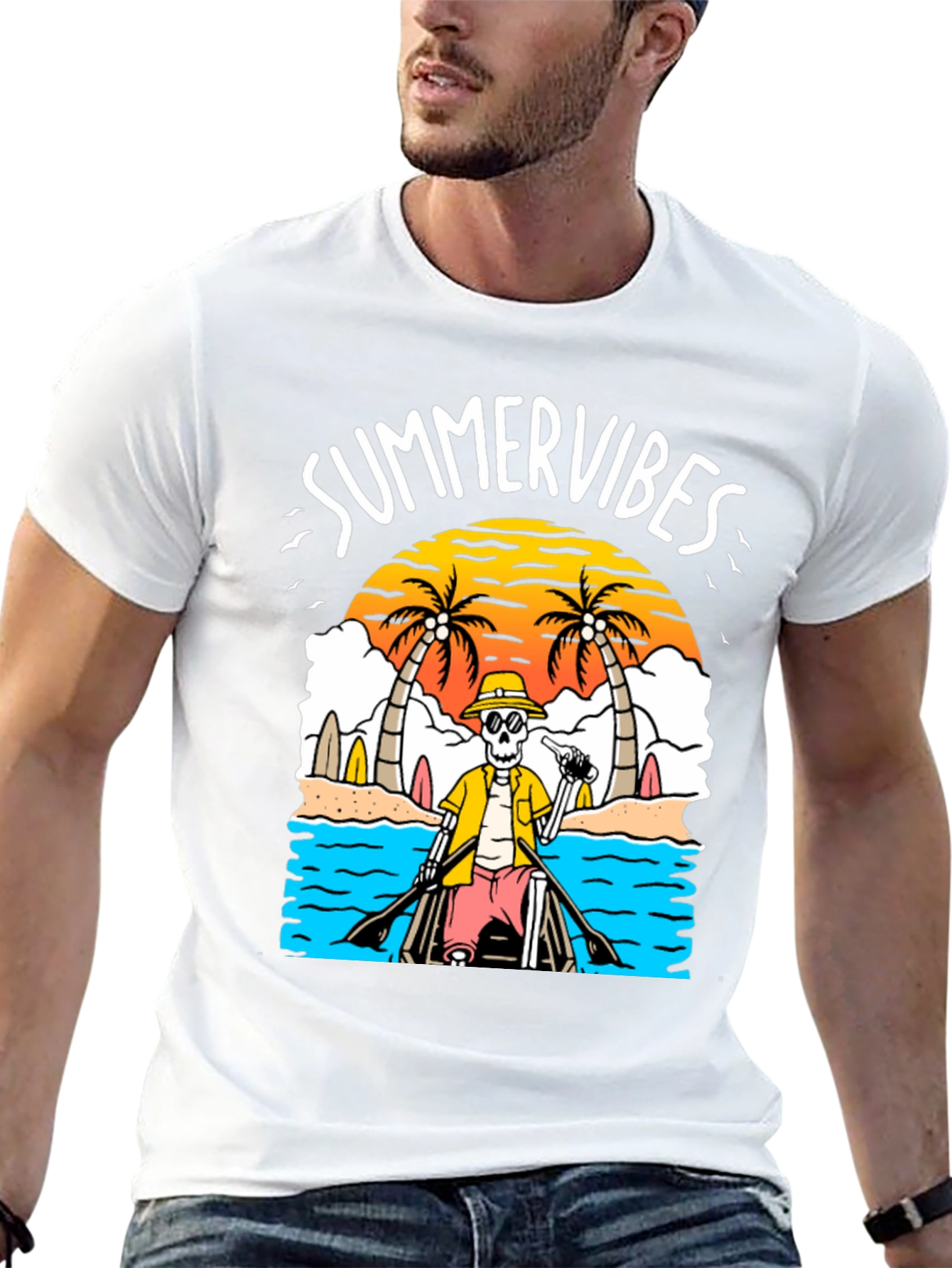 Summer Vibes Skeleton Graphic Tee