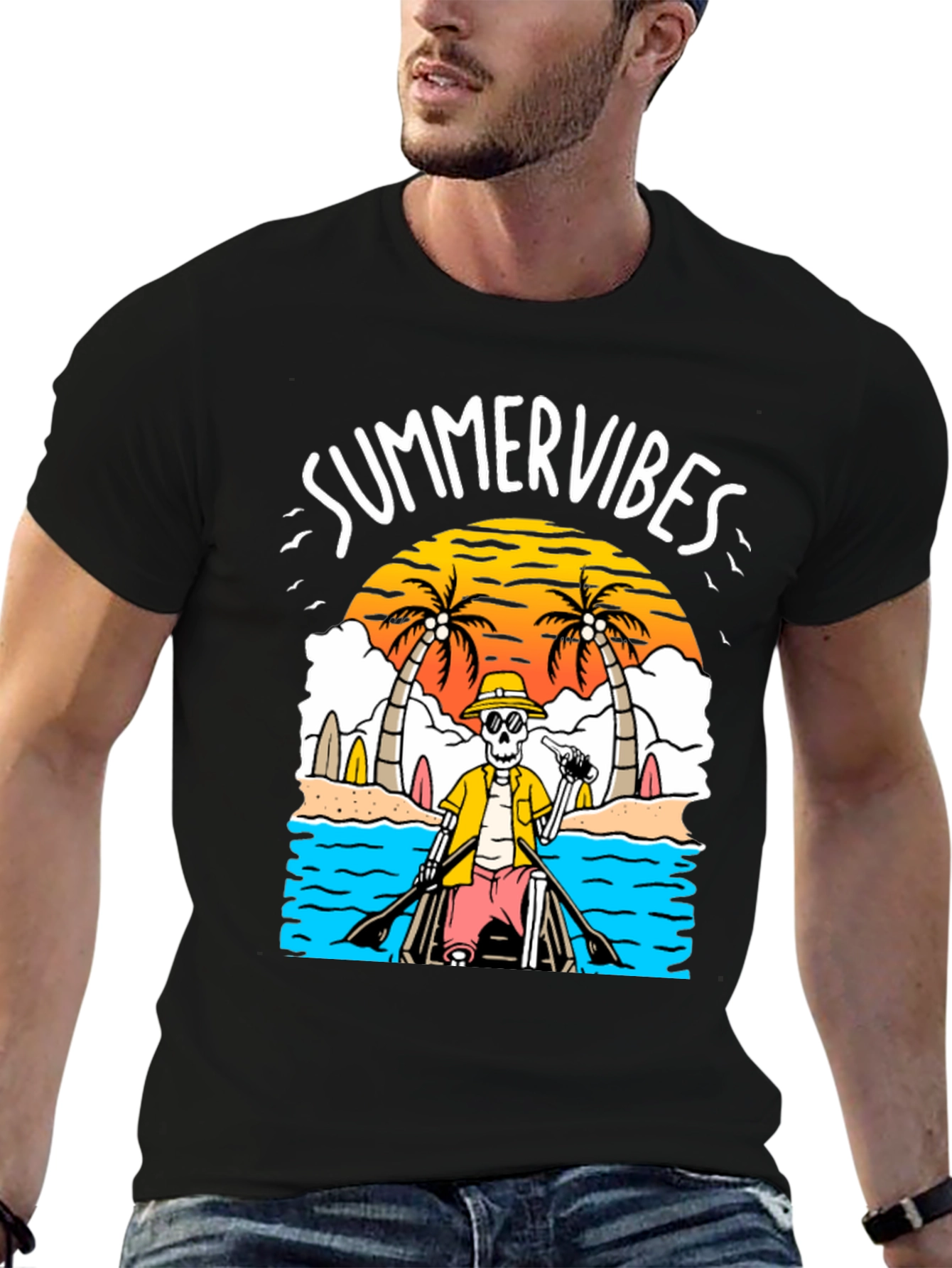 Summer Vibes Skeleton Graphic Tee