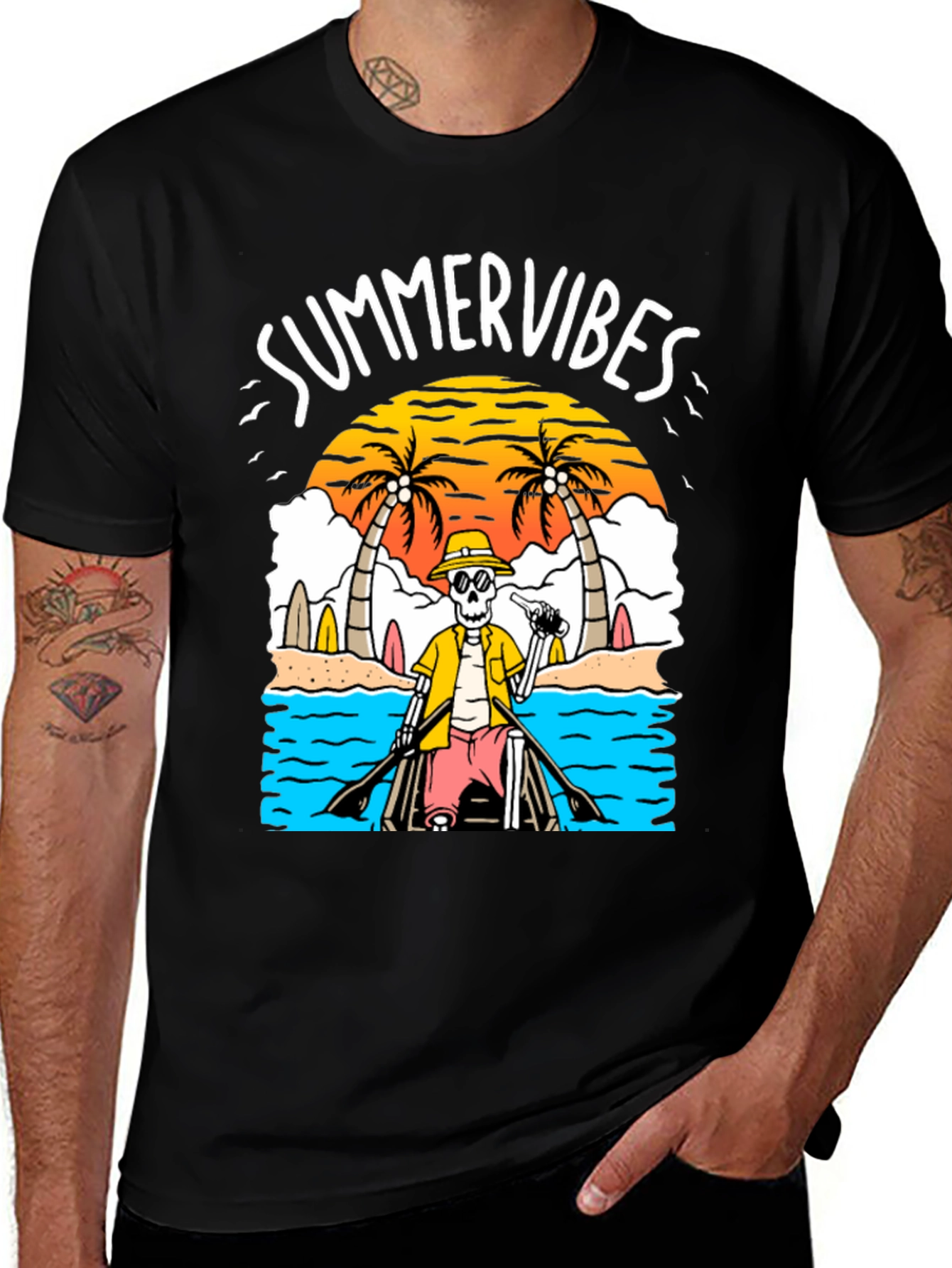 Summer Vibes Skeleton Graphic Tee