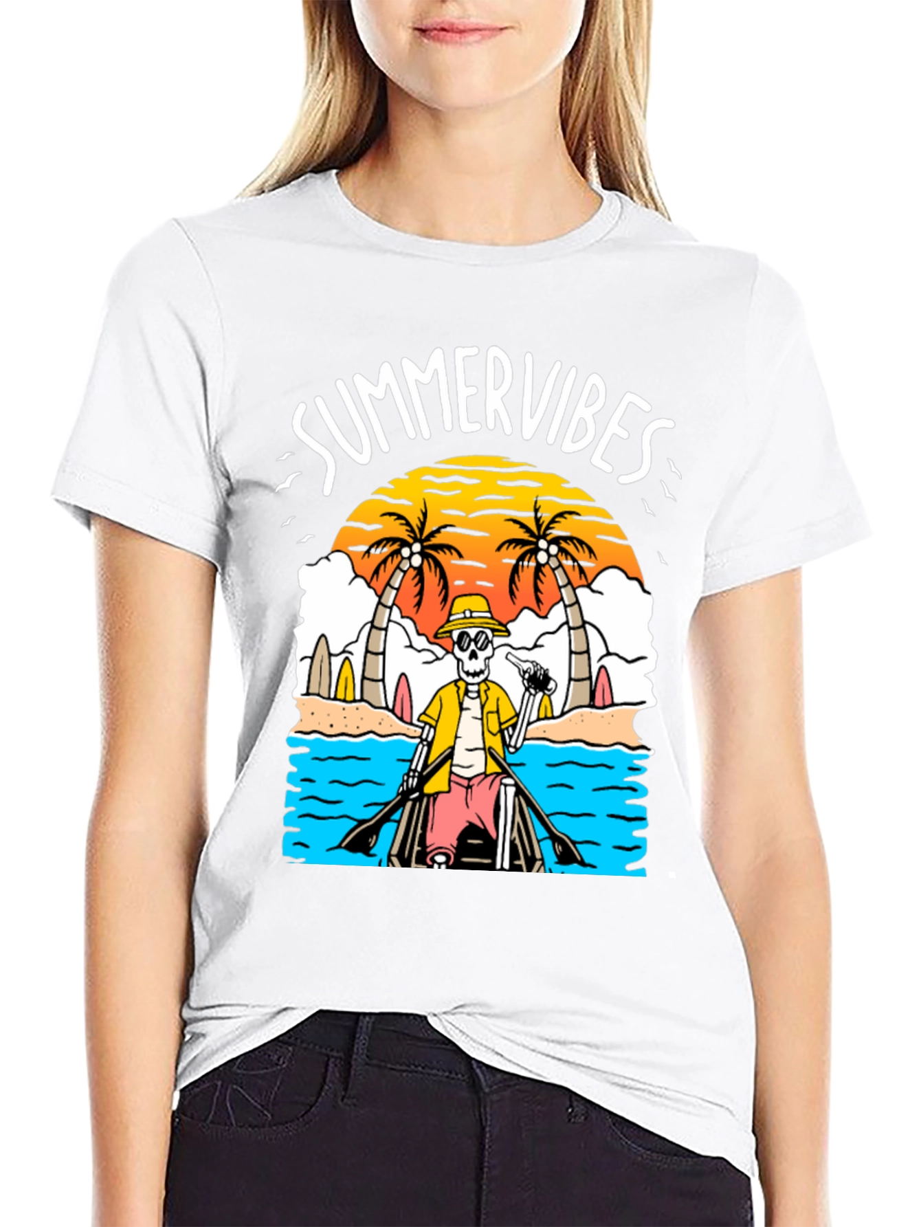Summer Vibes Skeleton Graphic Tee