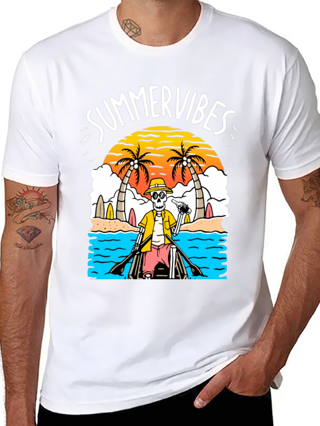 Summer Vibes Skeleton Graphic Tee