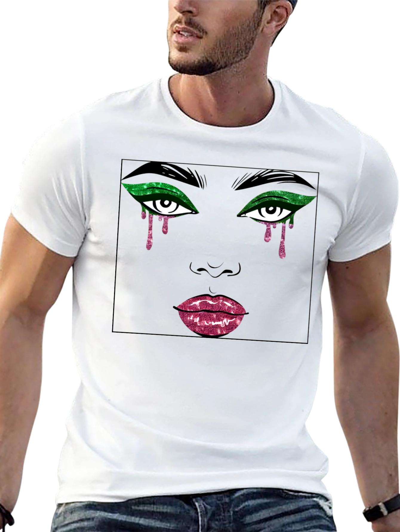 Graphic Glitter Face T-Shirt