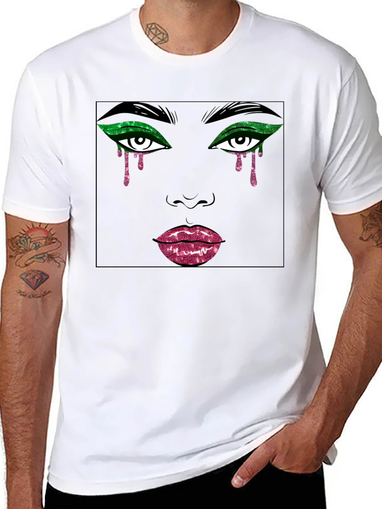 Graphic Glitter Face T-Shirt