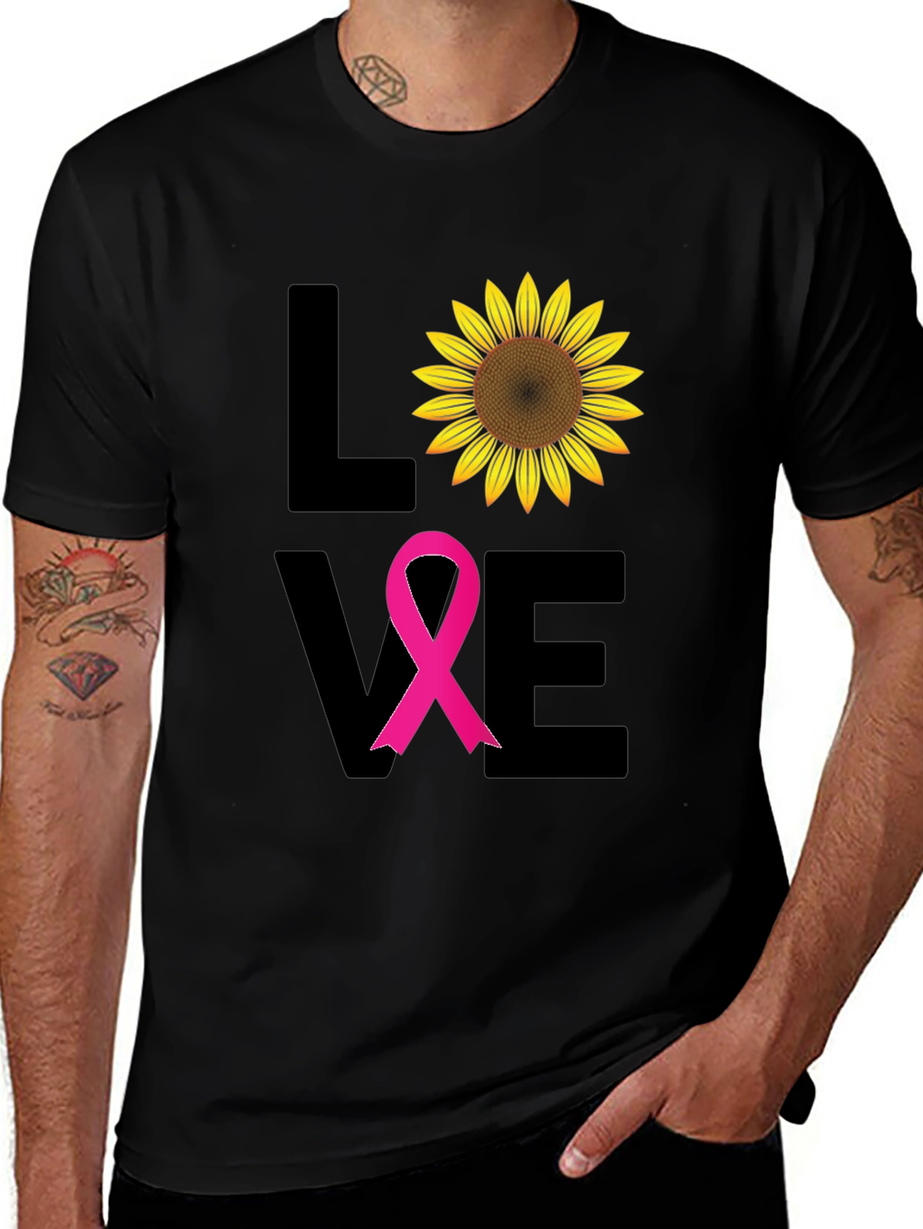 Love Sunflower Breast Cancer Awareness T-Shirt