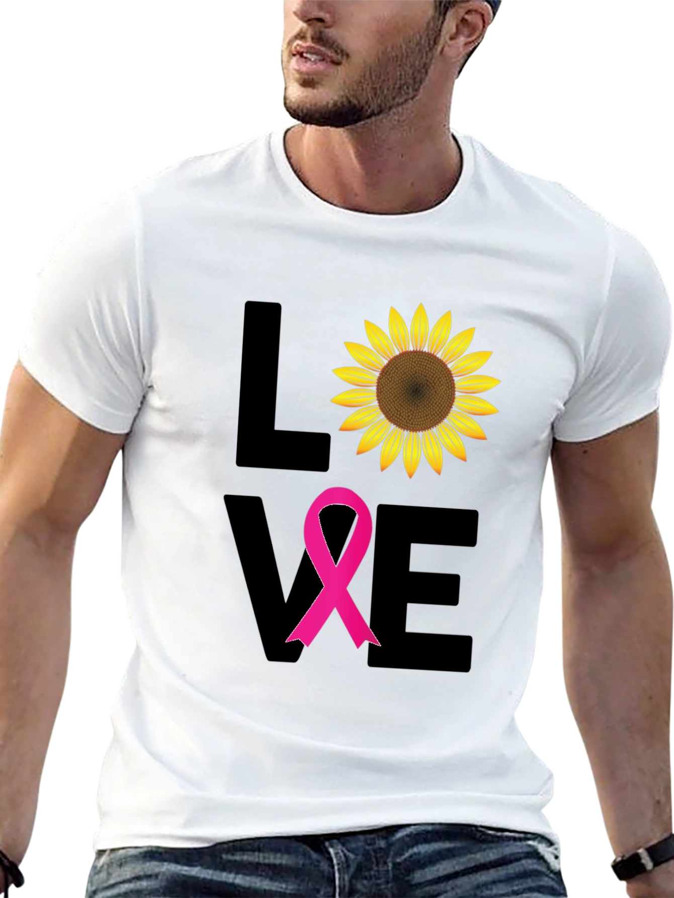 Love Sunflower Breast Cancer Awareness T-Shirt