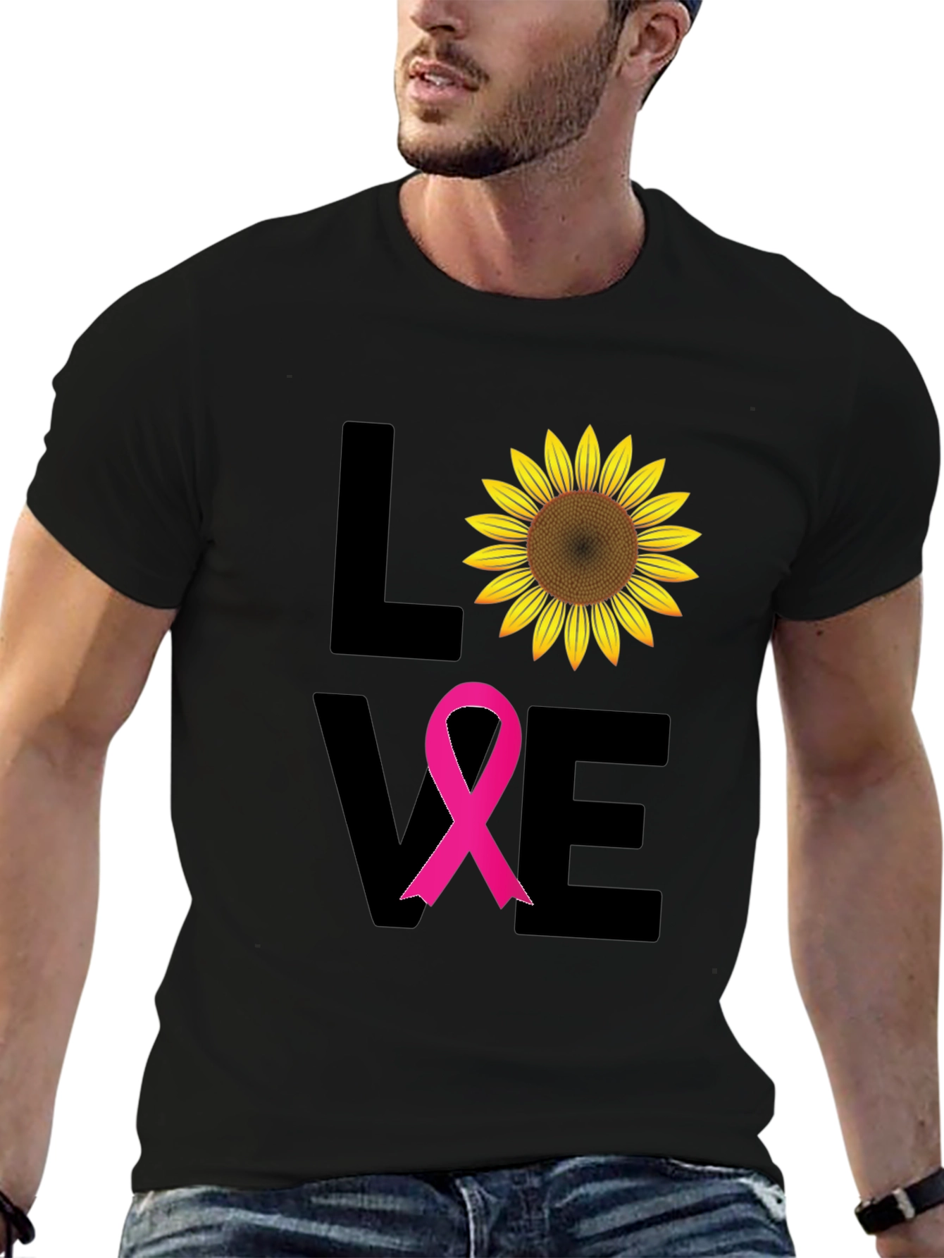 Love Sunflower Breast Cancer Awareness T-Shirt