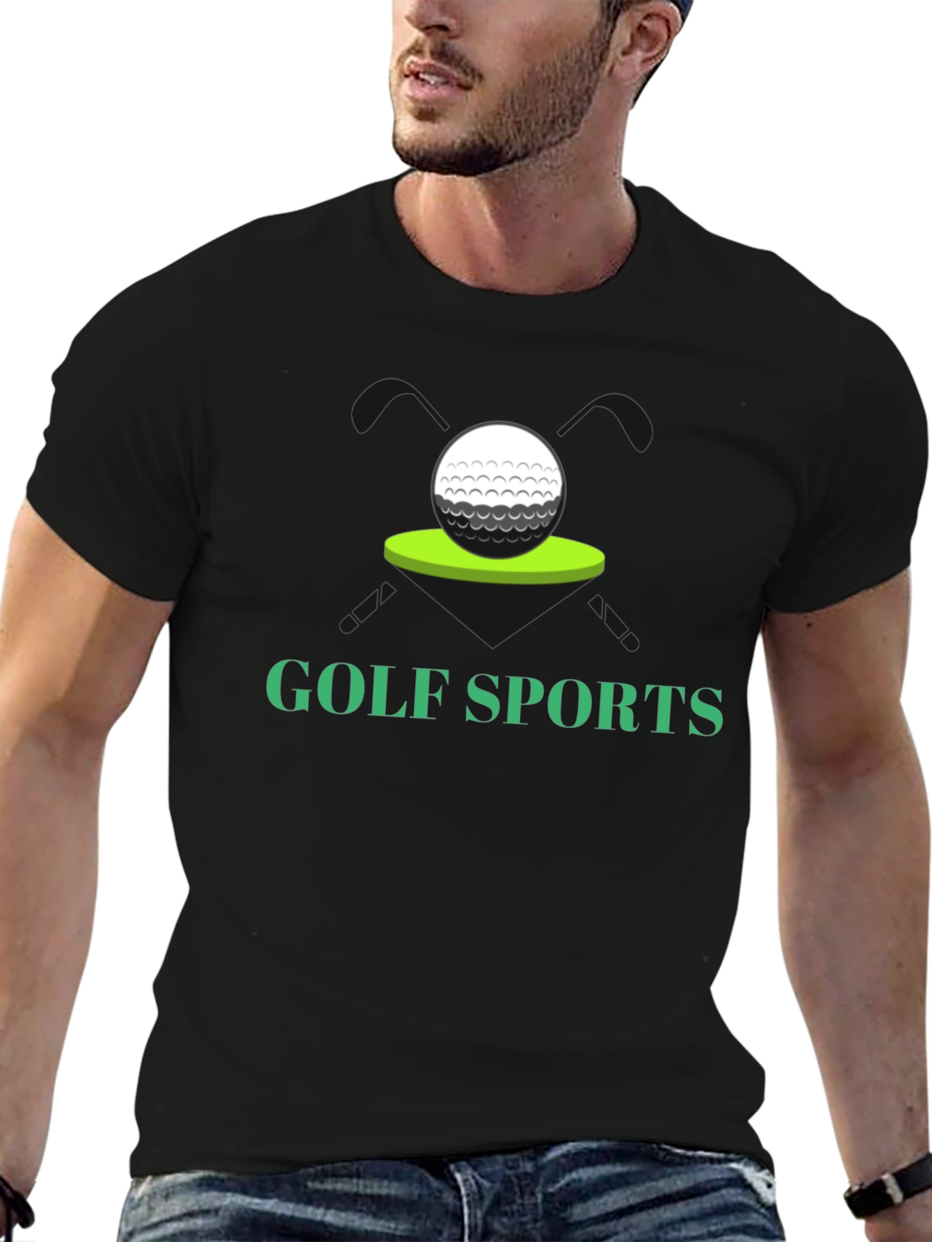 Golf Sports T-Shirt - Black Golf Ball Tee