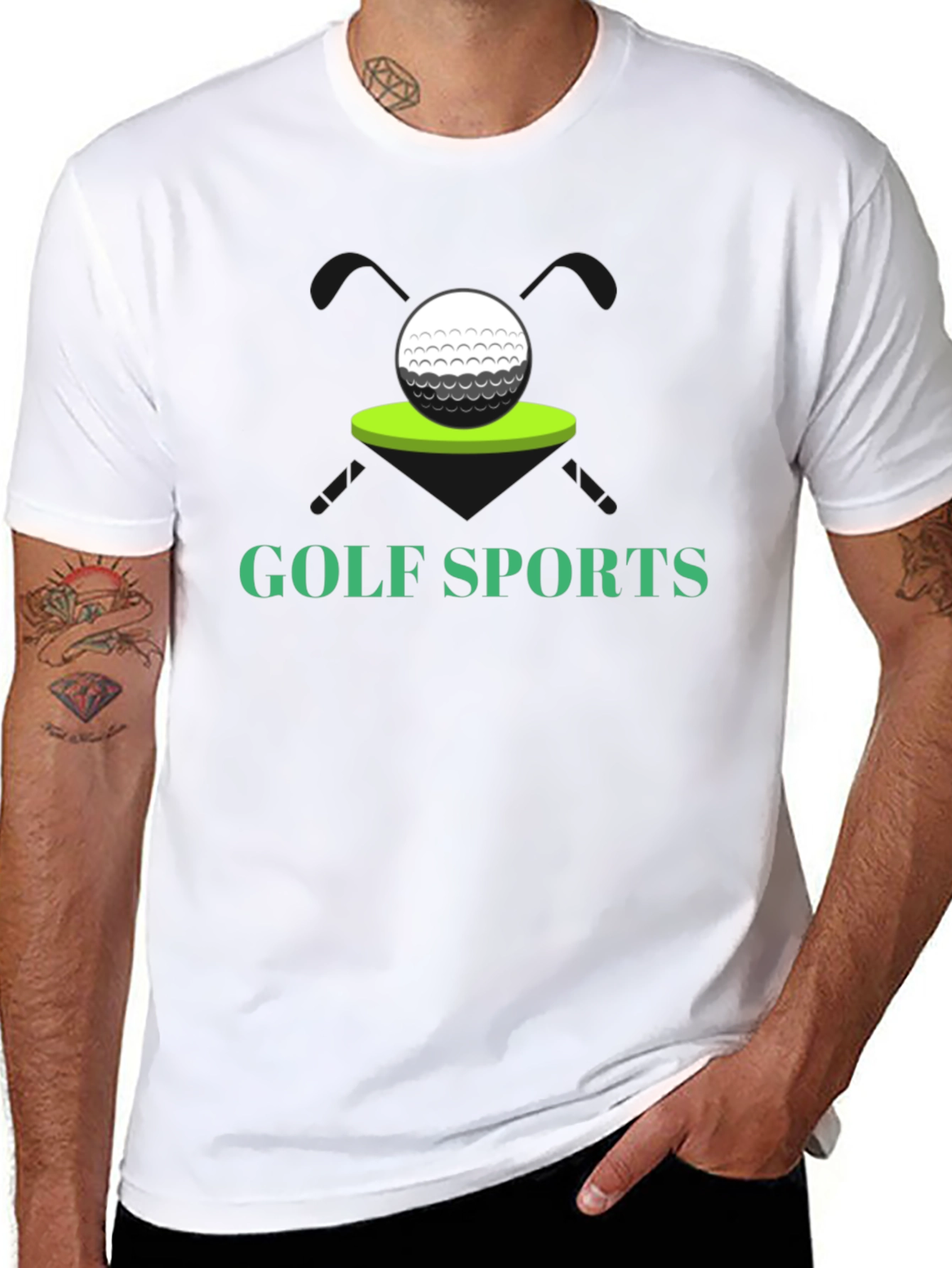 Golf Sports T-Shirt - Black Golf Ball Tee