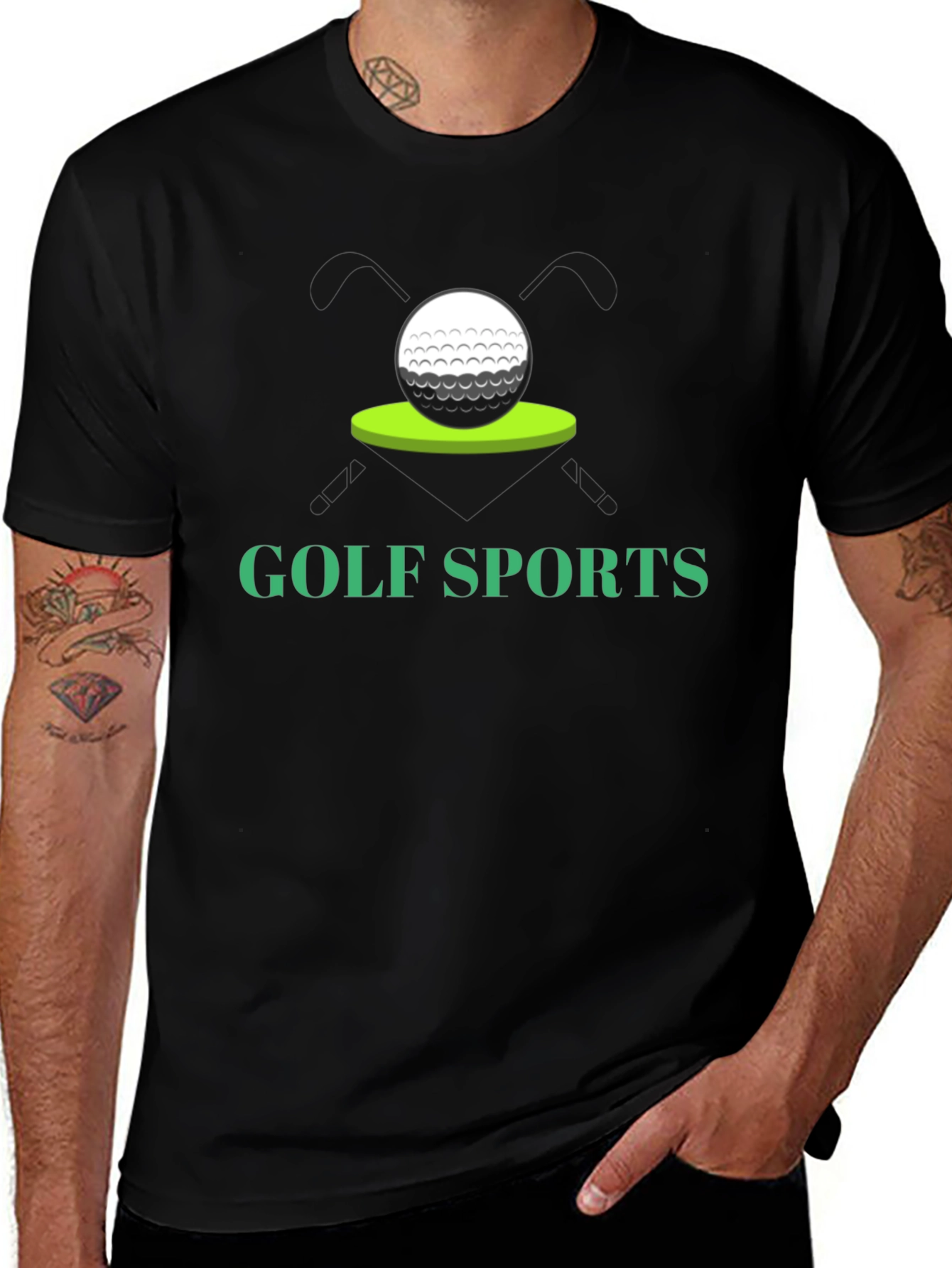 Golf Sports T-Shirt - Black Golf Ball Tee
