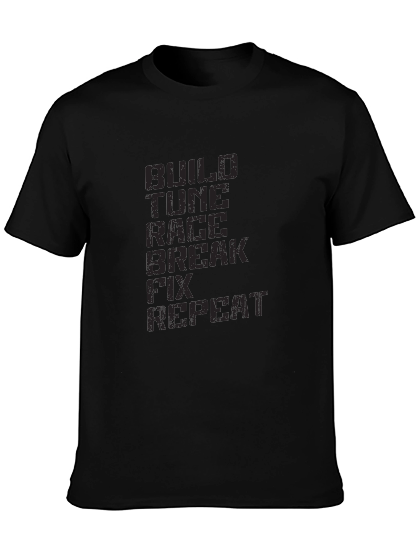 Build Tune Race Repeat Black Graphic Tee