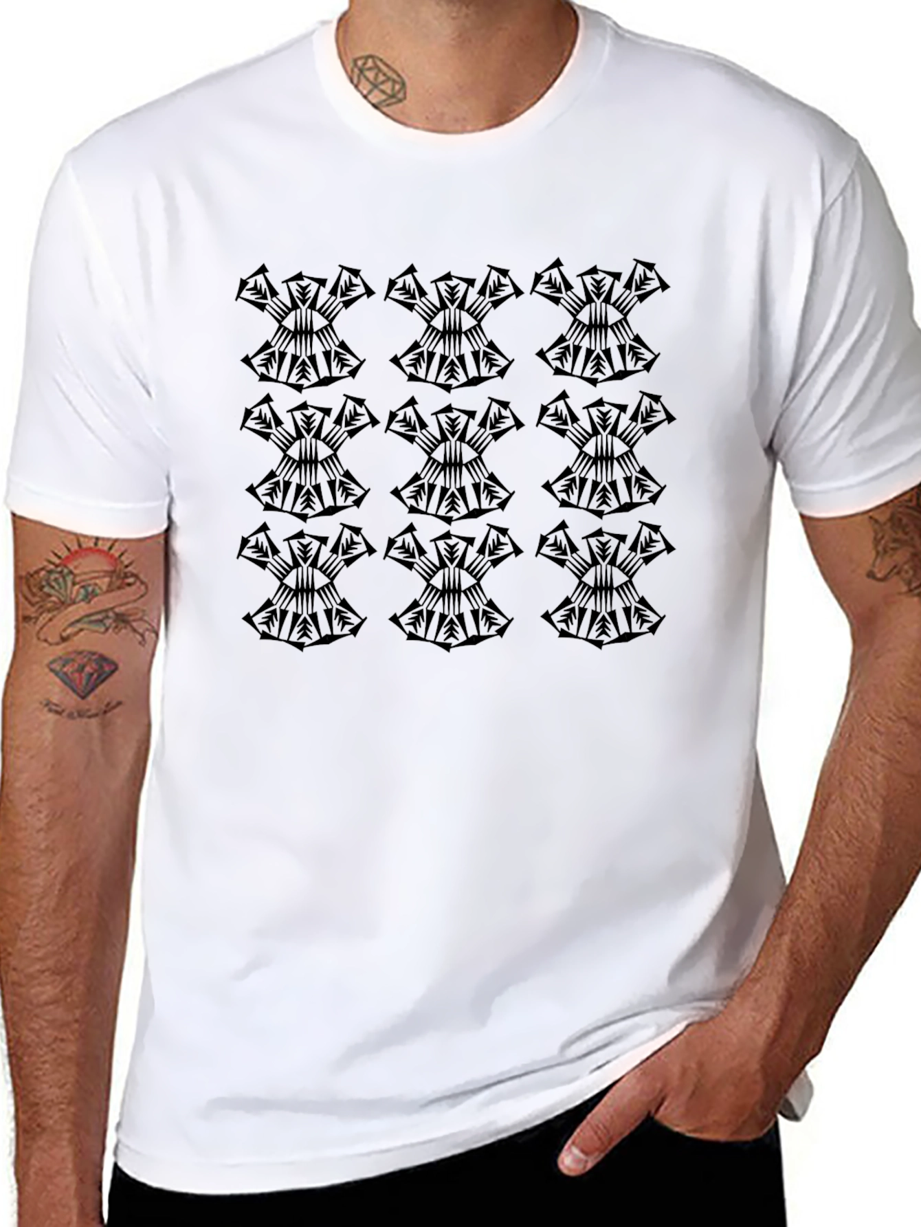 Abstract Pattern Mens Black T-Shirt