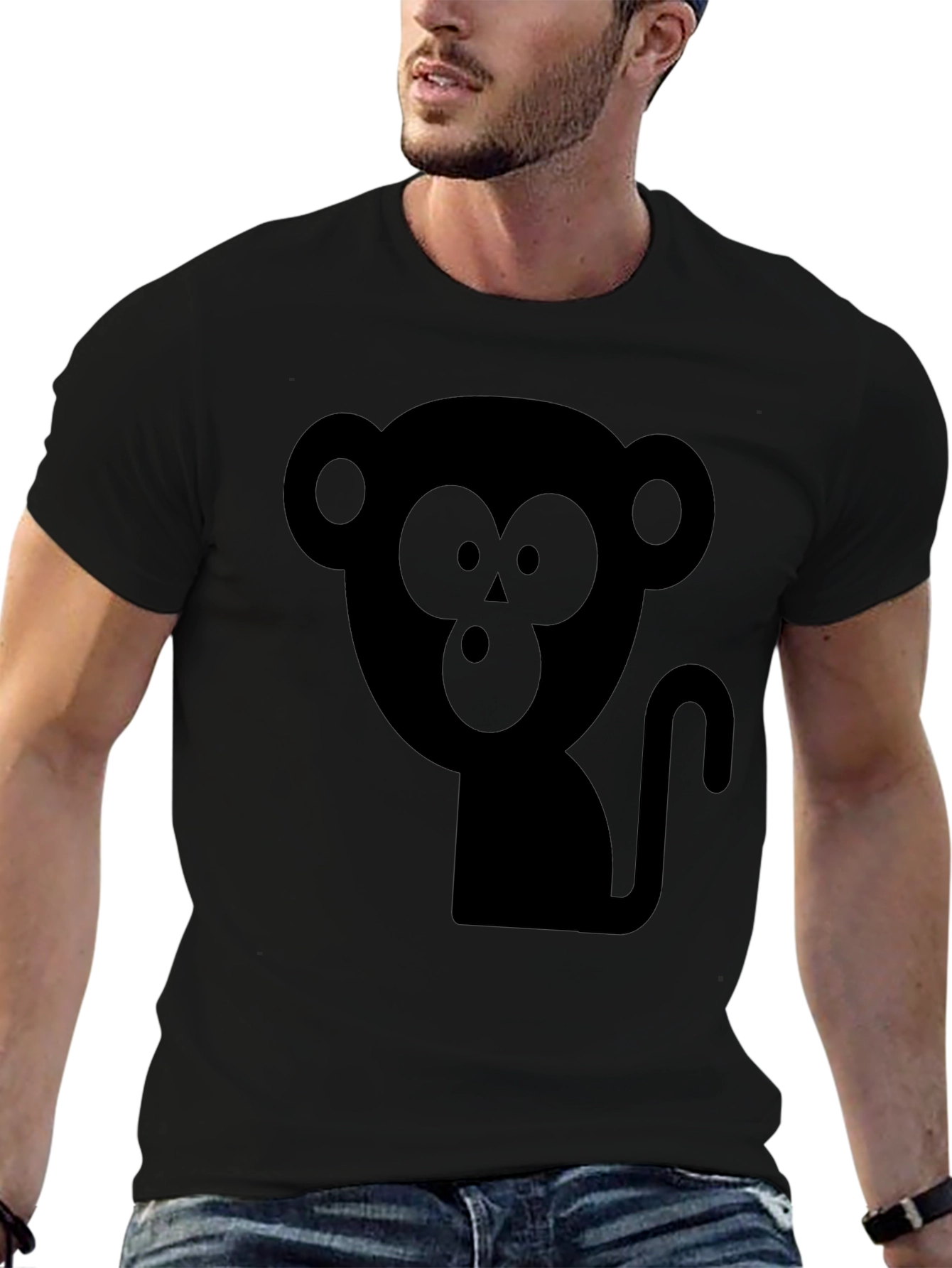 Monkey Graphic T-Shirt - Black Cotton Tee