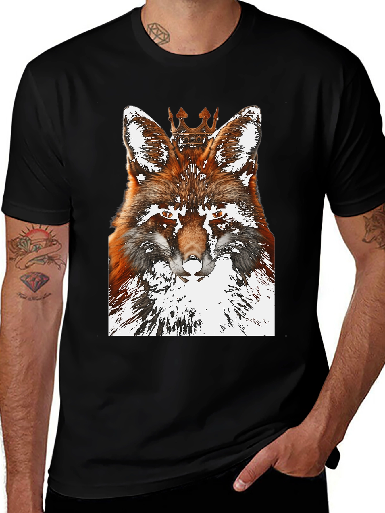 Fox King Graphic Tee - Stylish Mens Black T-Shirt