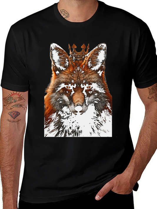 Fox King Graphic Tee - Stylish Mens Black T-Shirt
