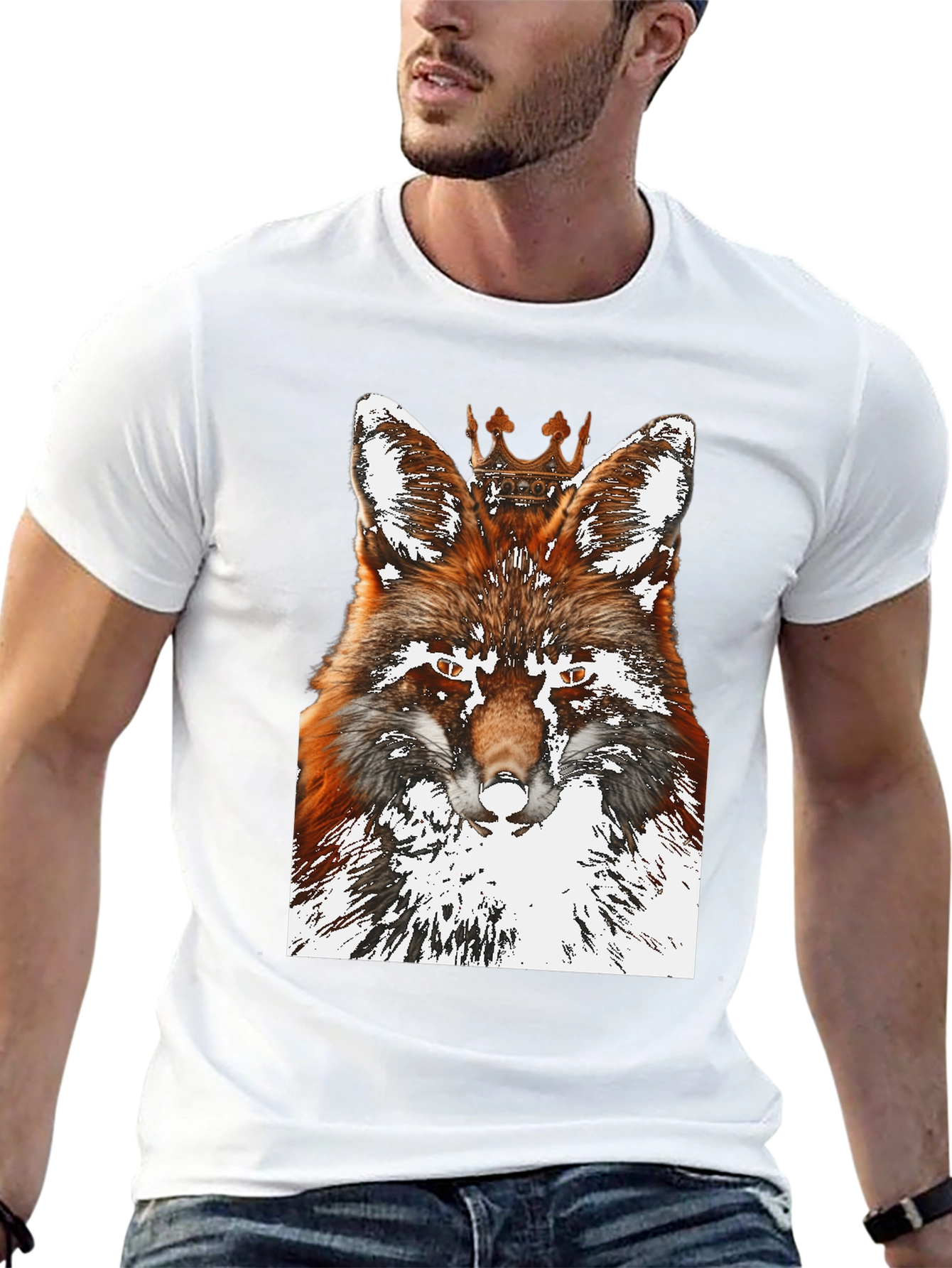 Fox King Graphic Tee - Stylish Mens Black T-Shirt