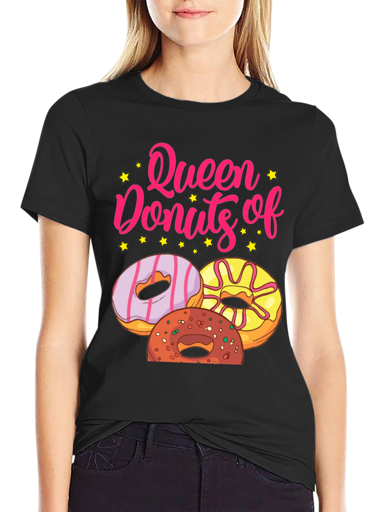 Queen of Donuts T-Shirt - Black Graphic Tee