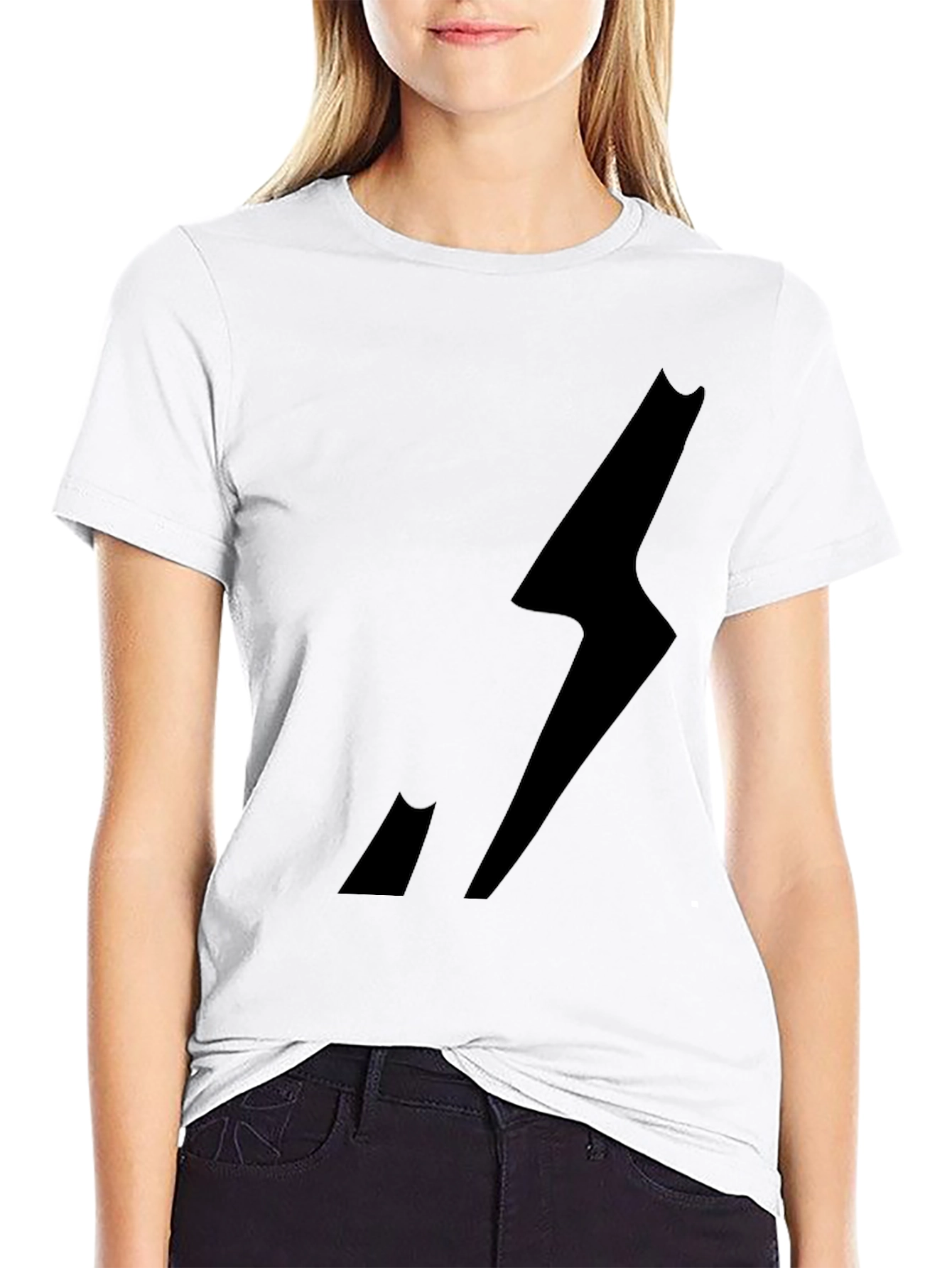 Mens Black Graphic Tee - Lightning Bolt Design