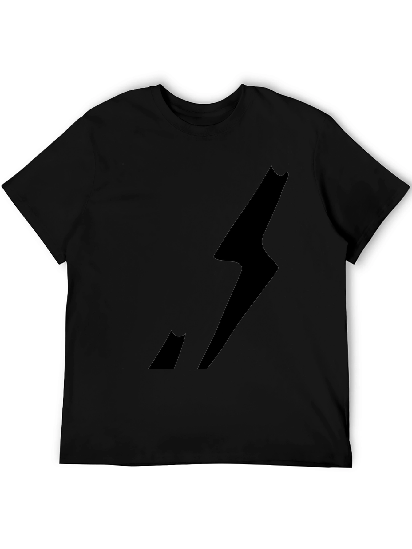 Mens Black Graphic Tee - Lightning Bolt Design