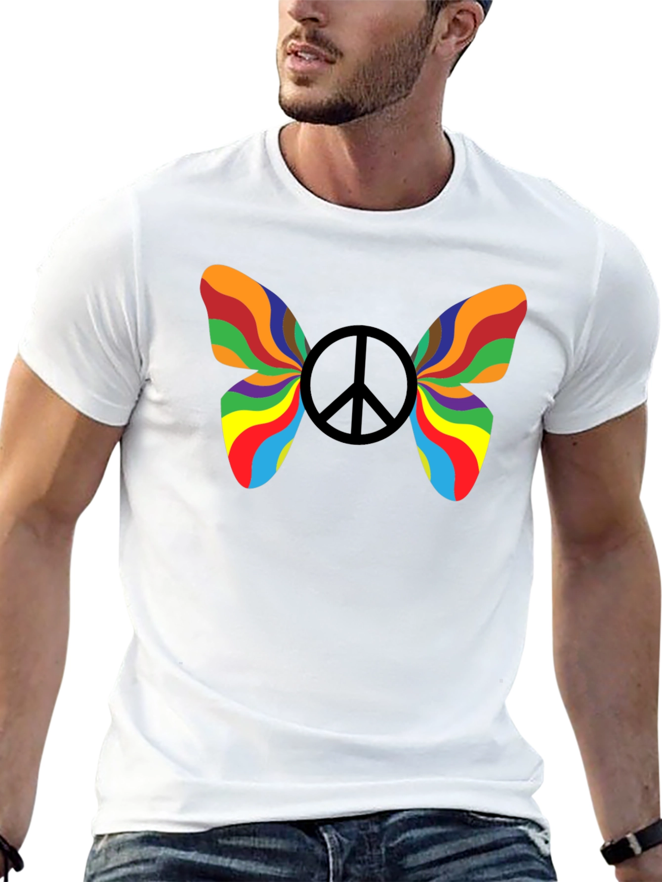 Rainbow Peace Butterfly Graphic Tee
