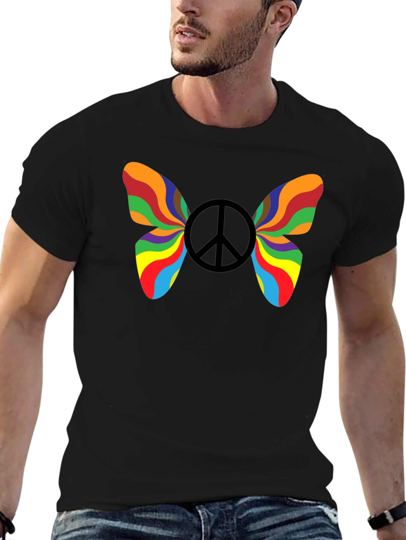 Rainbow Peace Butterfly Graphic Tee