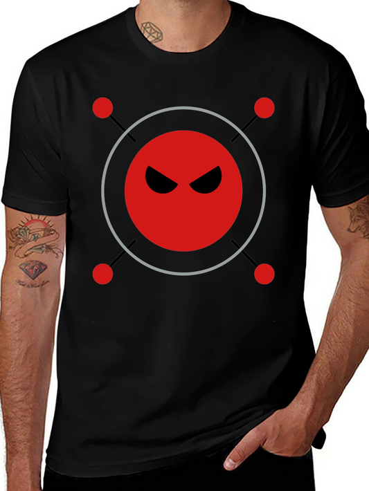Mens Black T-Shirt with Evil Robot Design