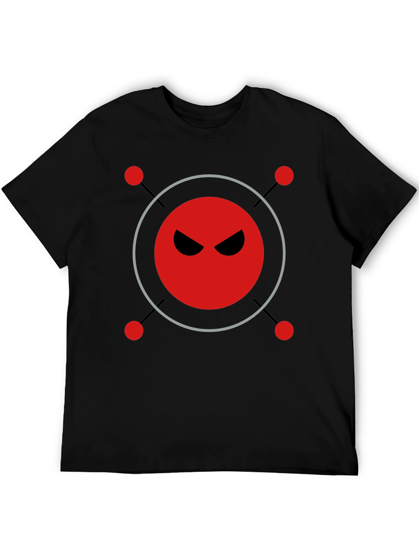Mens Black T-Shirt with Evil Robot Design