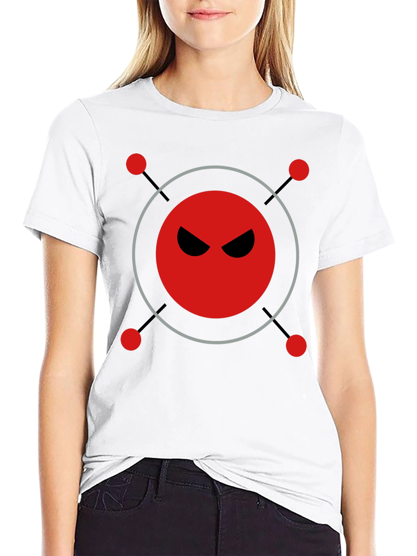 Mens Black T-Shirt with Evil Robot Design