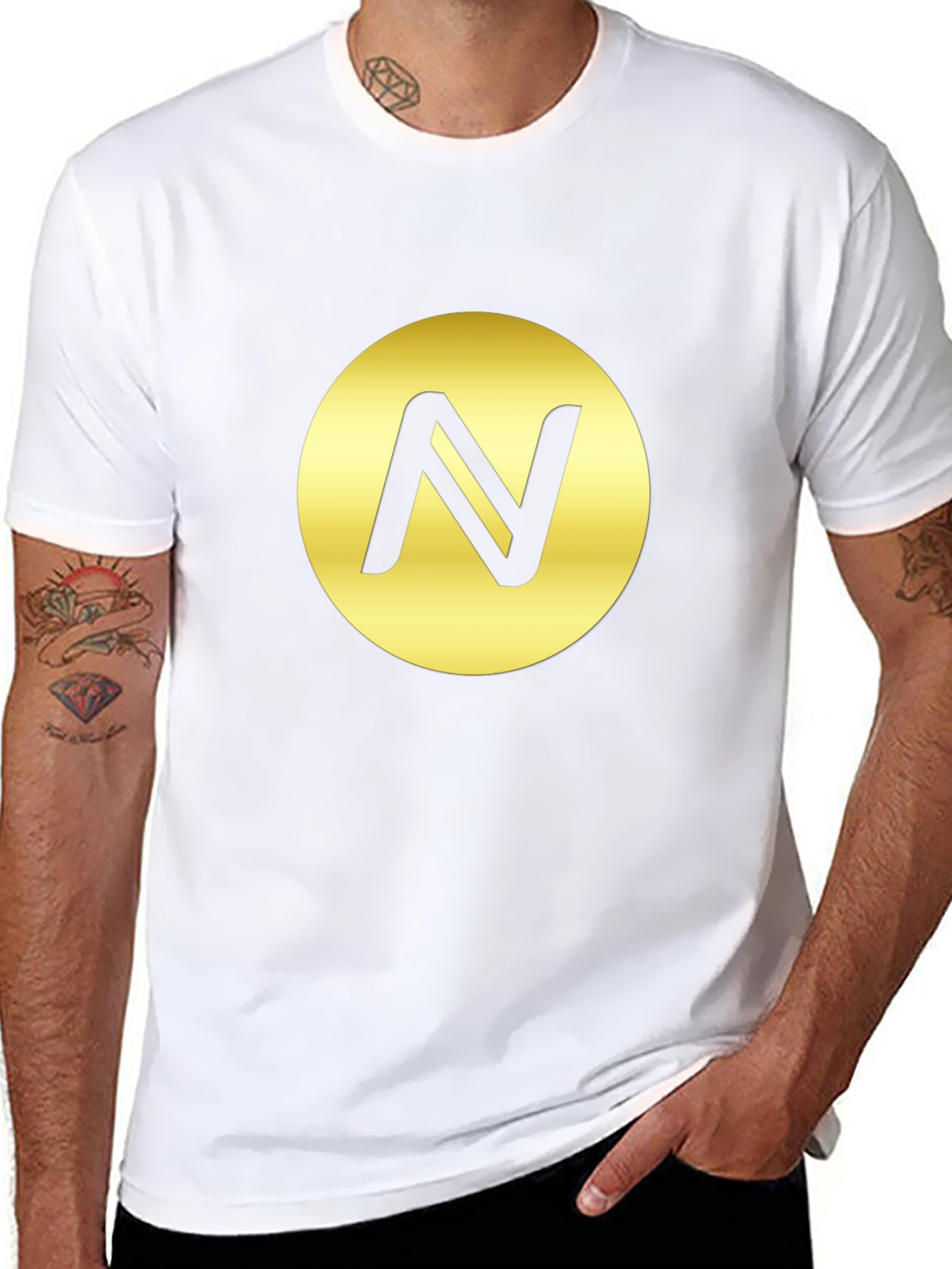 Black T-Shirt with Golden Circle N Logo