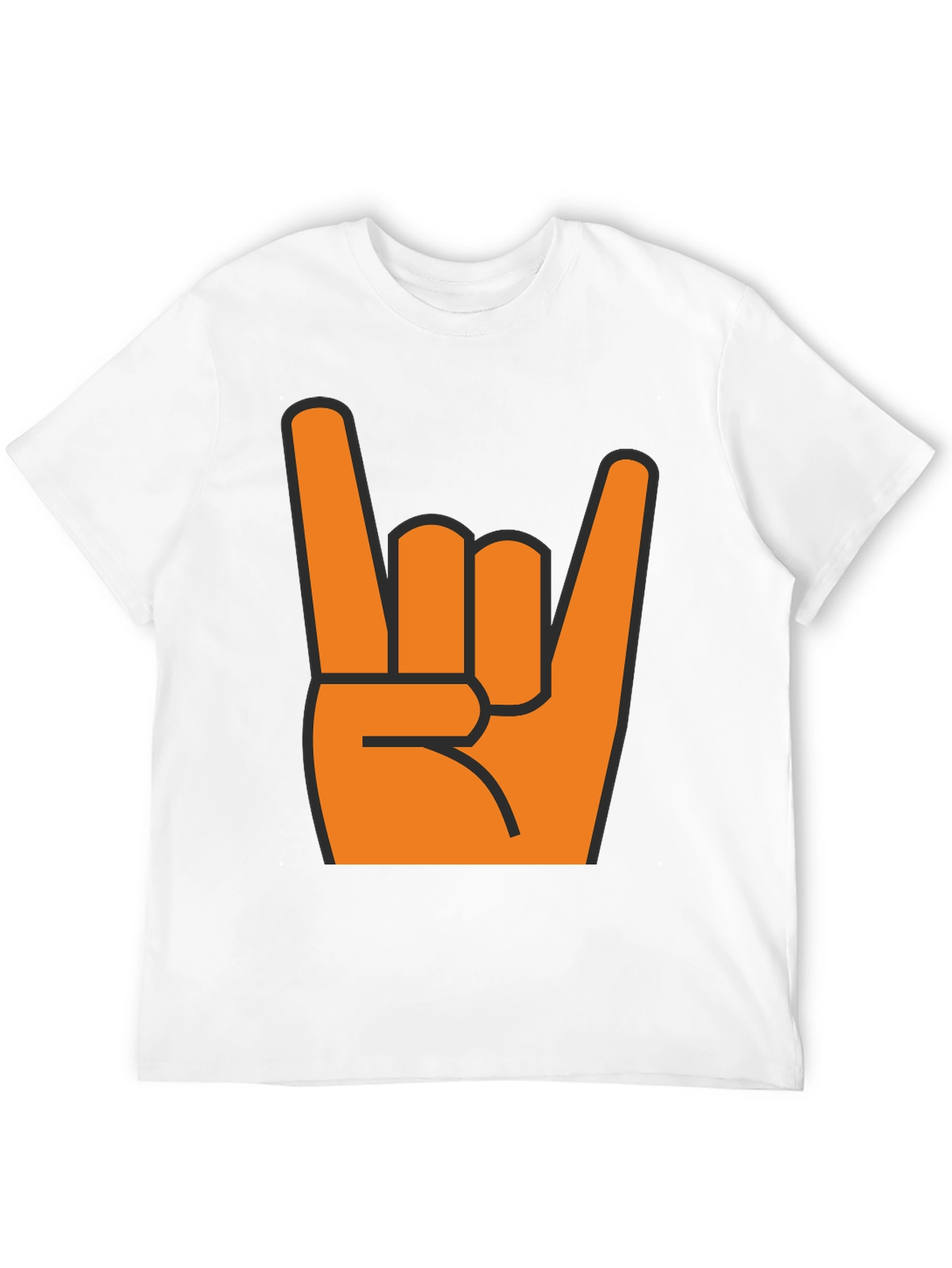Rock On T-Shirt - Bold Orange Hand Graphic