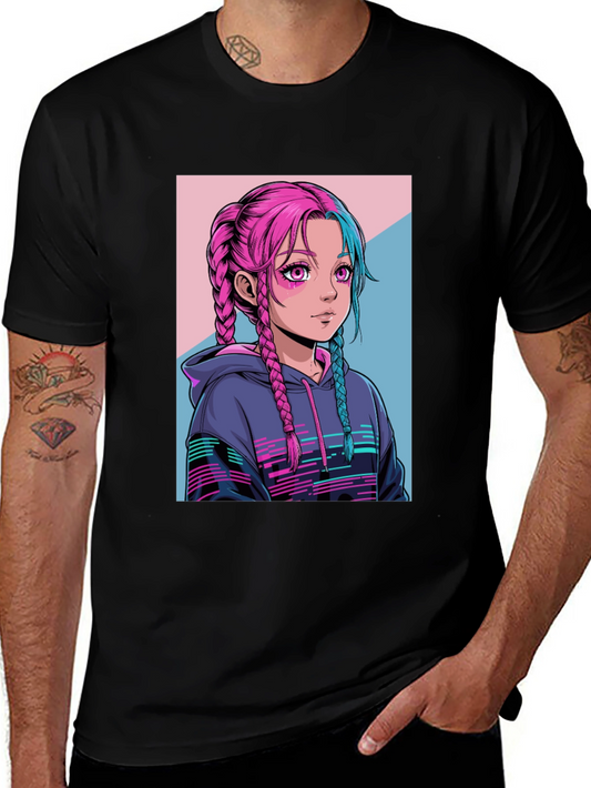 Anime Girl Graphic Tee - Streetwear Fashion