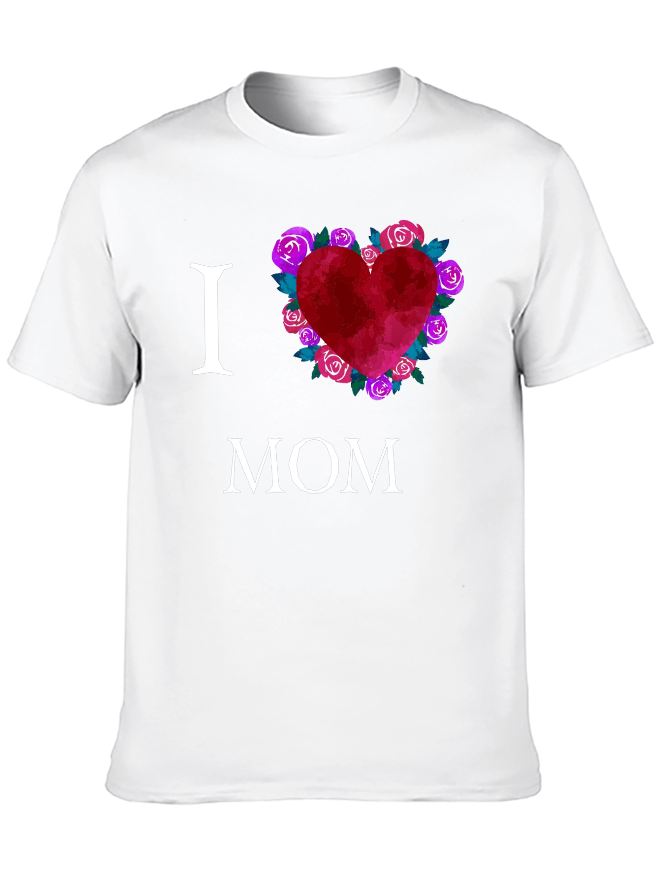 I Love Mom T-Shirt with Floral Heart