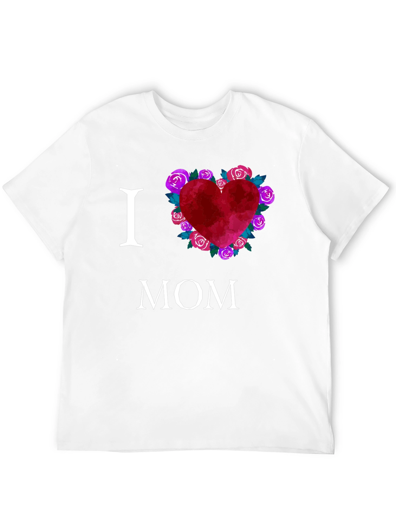 I Love Mom T-Shirt with Floral Heart