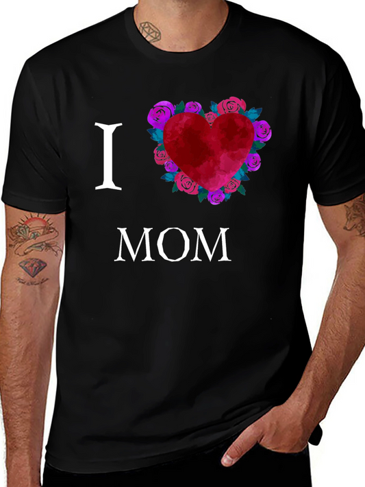 I Love Mom T-Shirt with Floral Heart