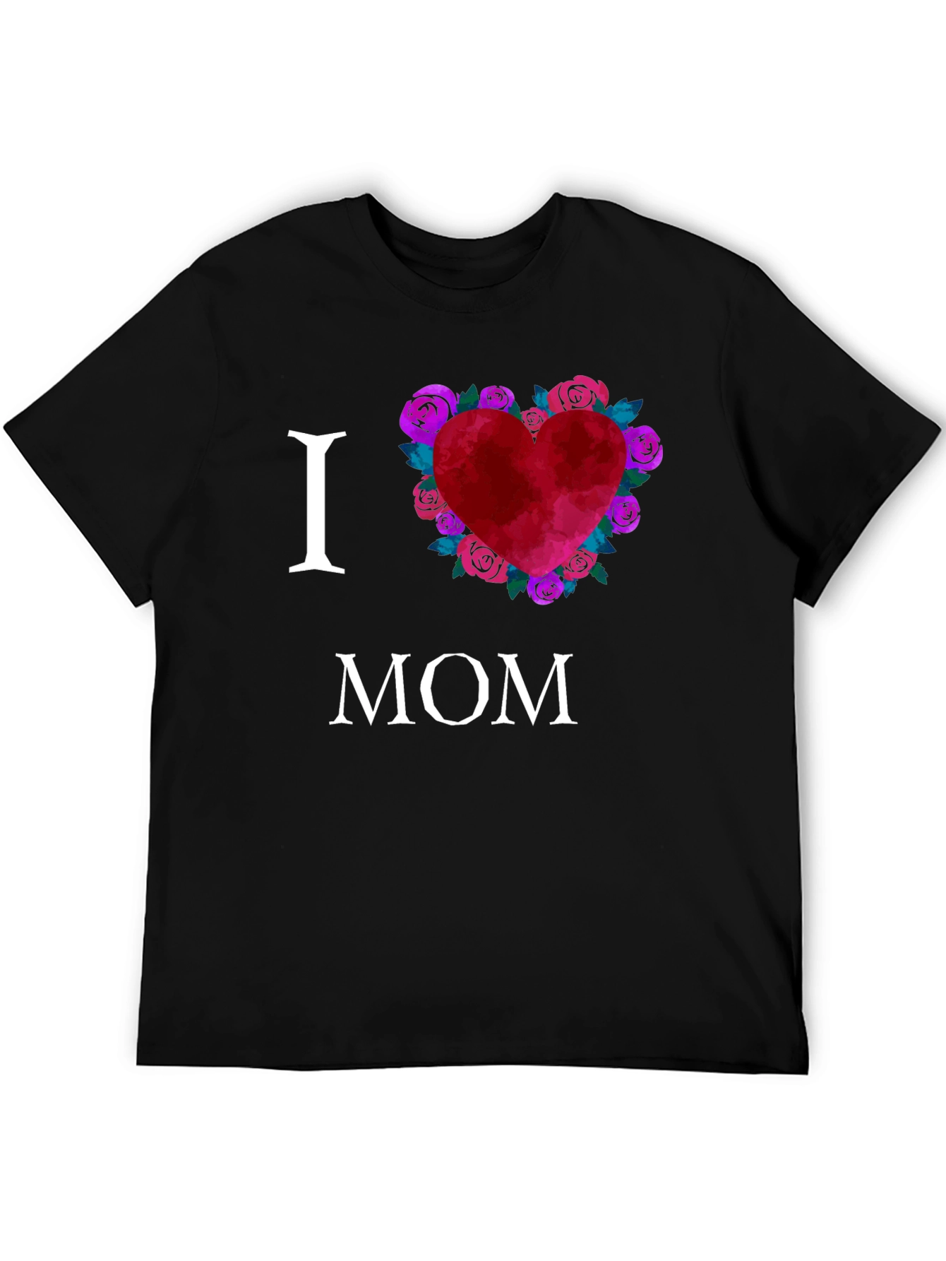 I Love Mom T-Shirt with Floral Heart
