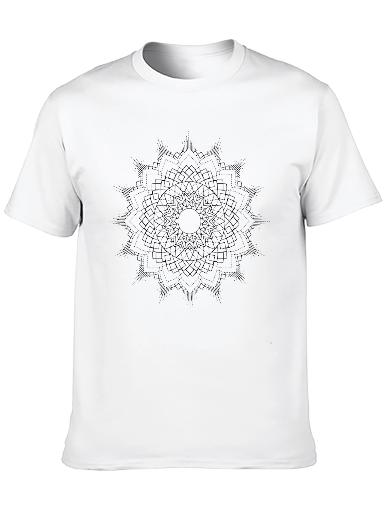 Geometric Mandala Graphic Print Black T-Shirt