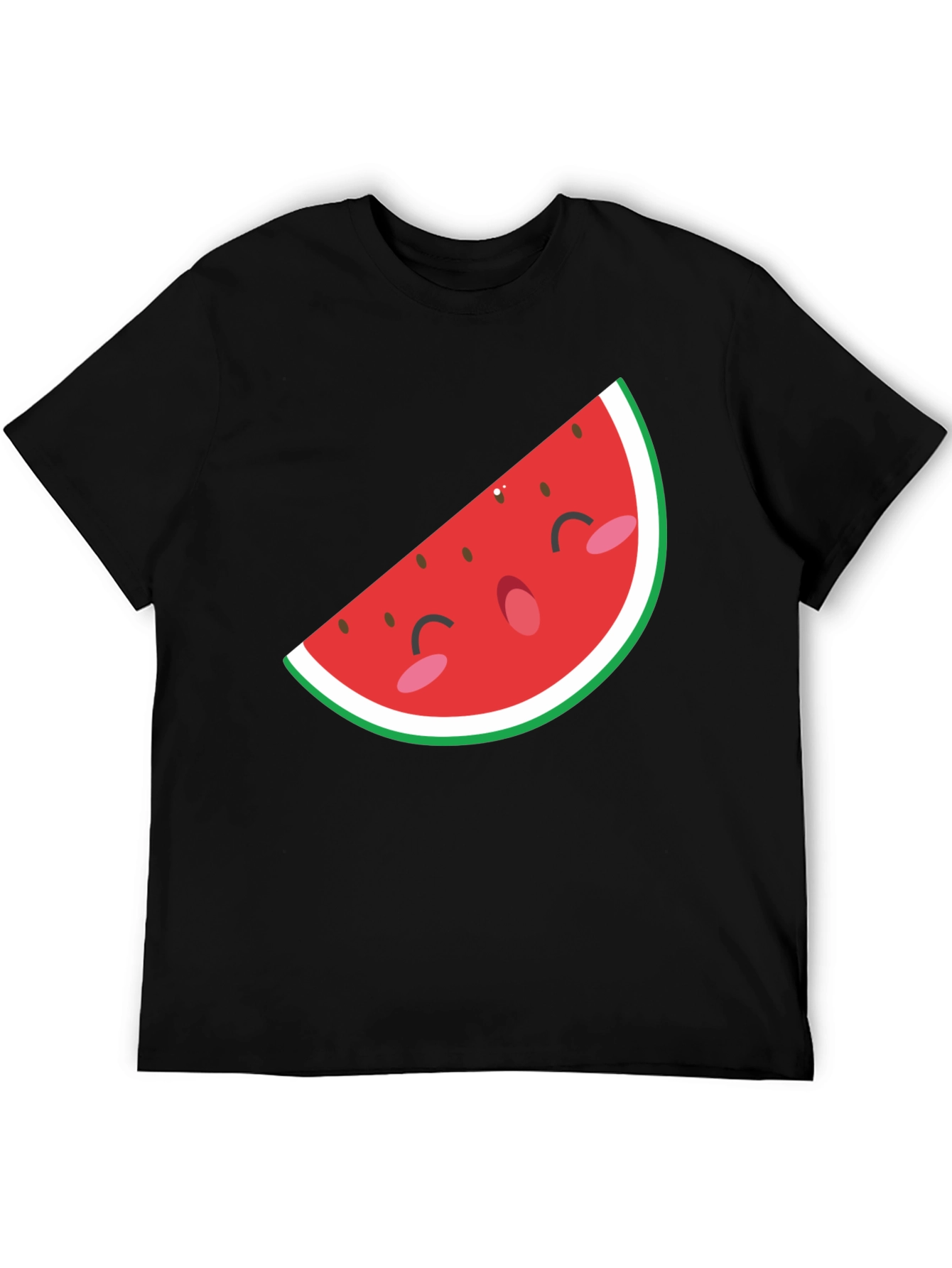 Mens Black T-Shirt with Cute Watermelon Graphic